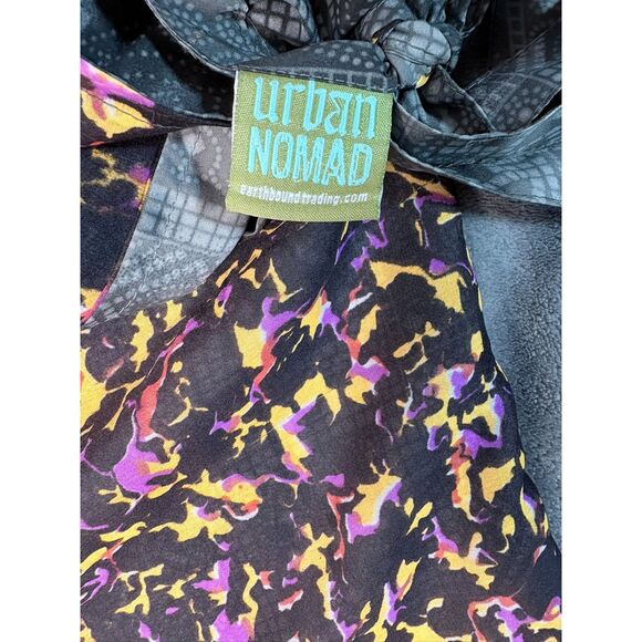 Urban Nomad 100 percent Silk Wrap Pants Abstract Multicolor Boho Adjustable Fit - Picture 3 of 6